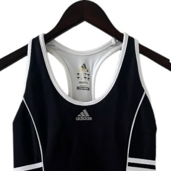 adidas Black and White Climacool Athletic Racerback Tank Top with Built in Bra - Picture 3 of 6